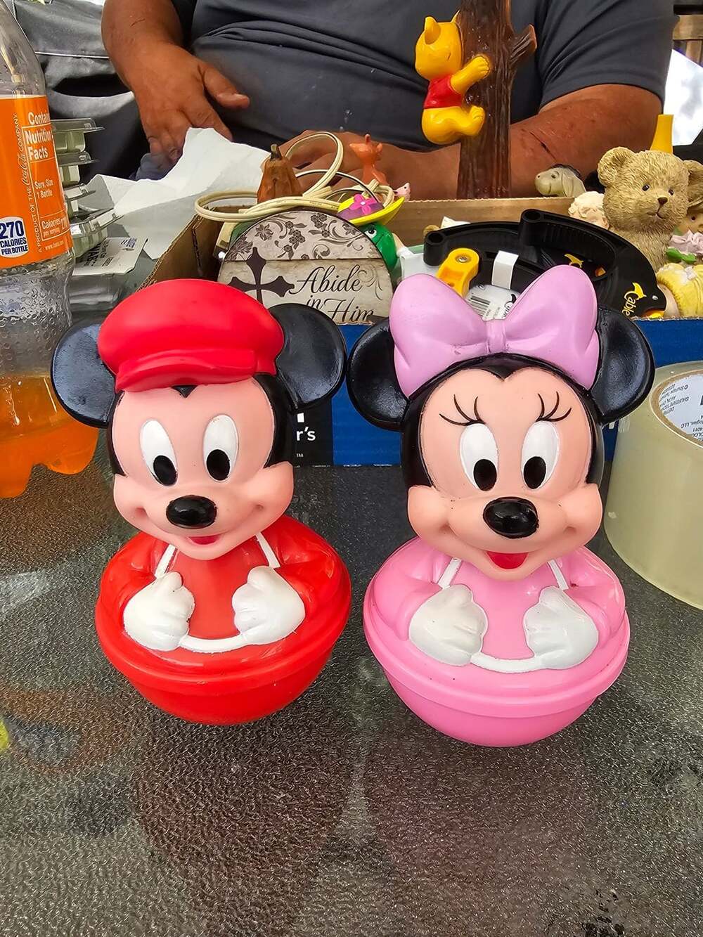 Vintage Mickey And Minnie Mouse Weeble Wobble Toys